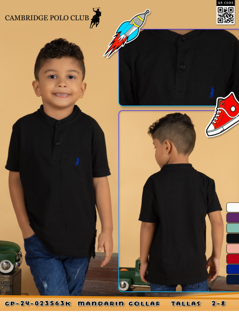 Chemis Est cuello chino Polo de niño 3563